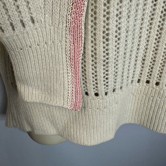 Reiss Vale Wool Blend Knitted V-Neck Sweater Cream Relax Fit Women's M - Picture 8 of 12